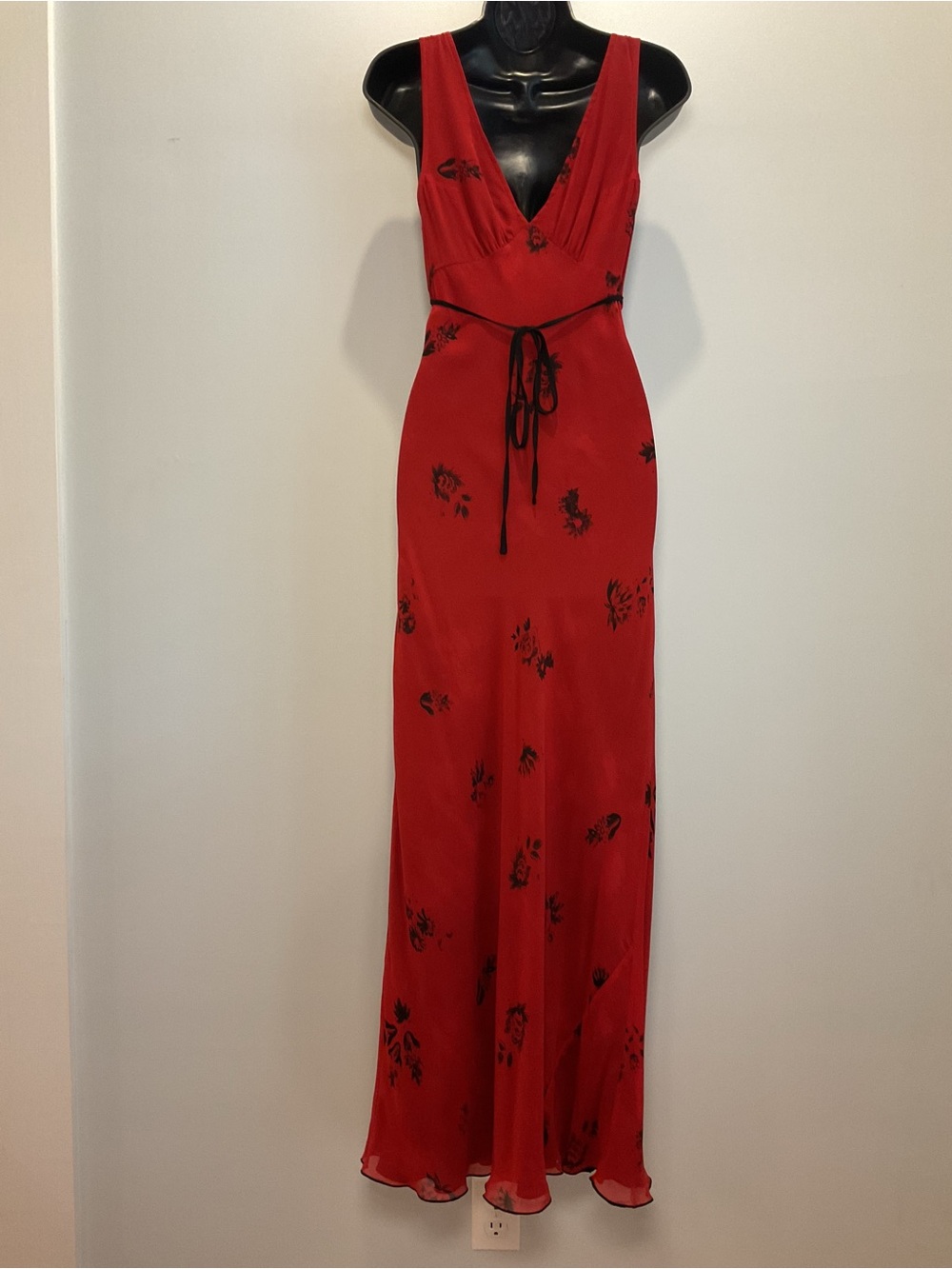 Réalisation Par The Eva Passion Red Silk Floral Maxi Dress XS Bias Cut - Picture 4 of 12